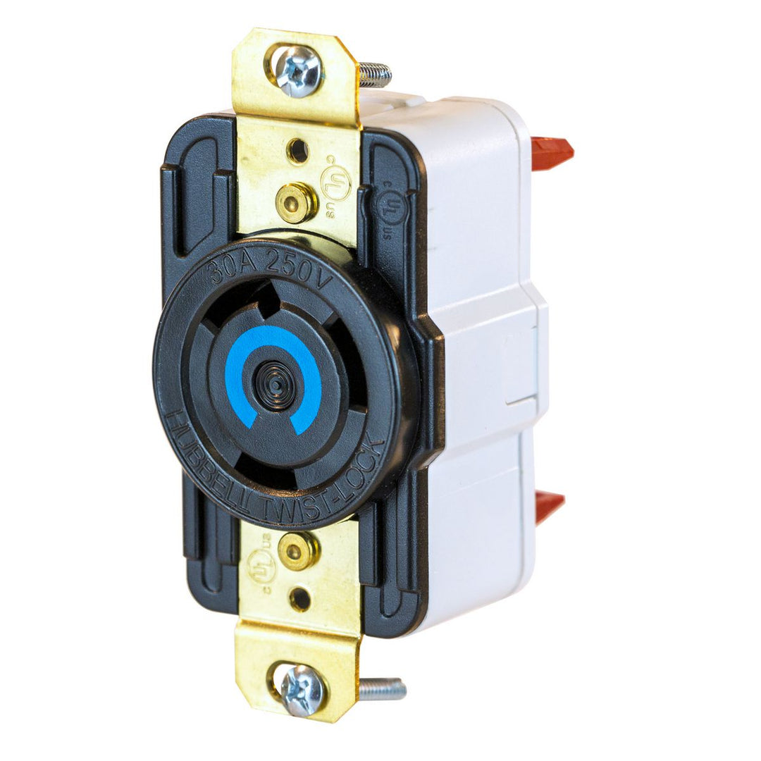 LKG RCPT, 30A 250V, L6-30R, BK, SPRING T