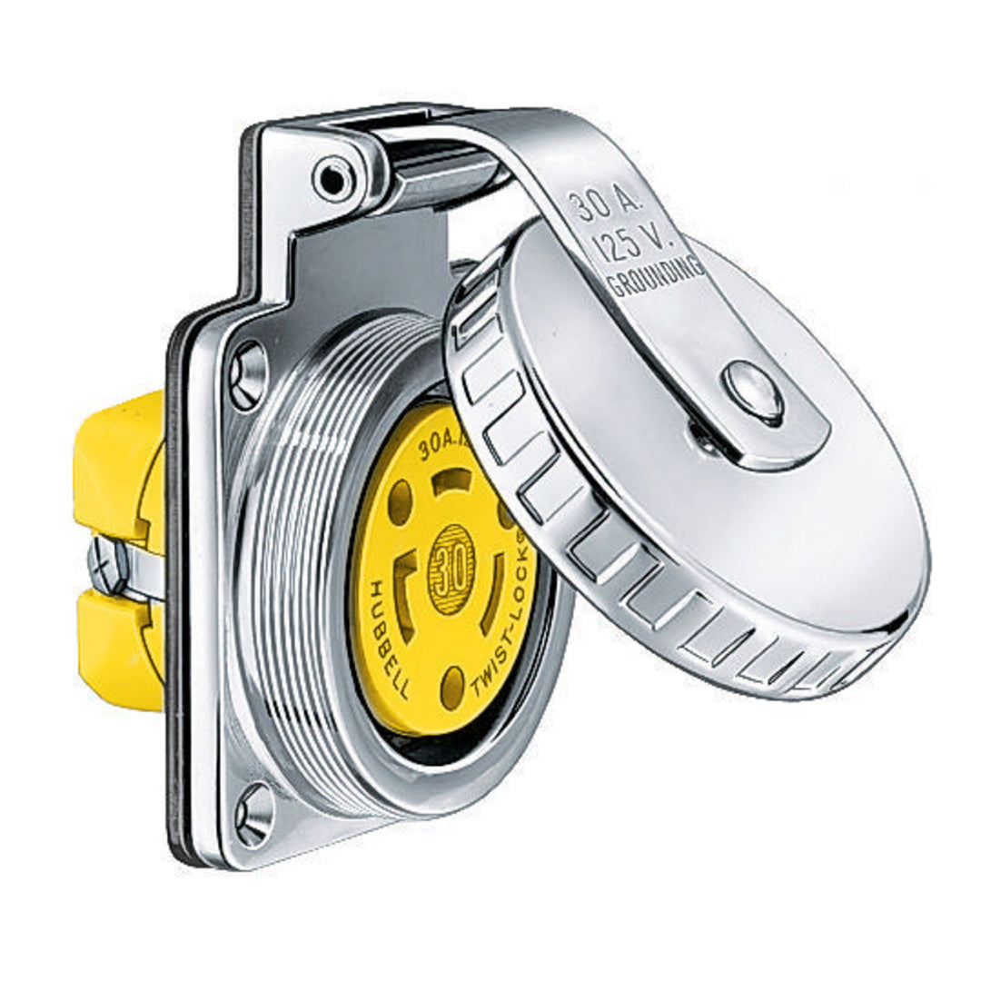 MARINE HULL OUTLET, 30A 125V, SS