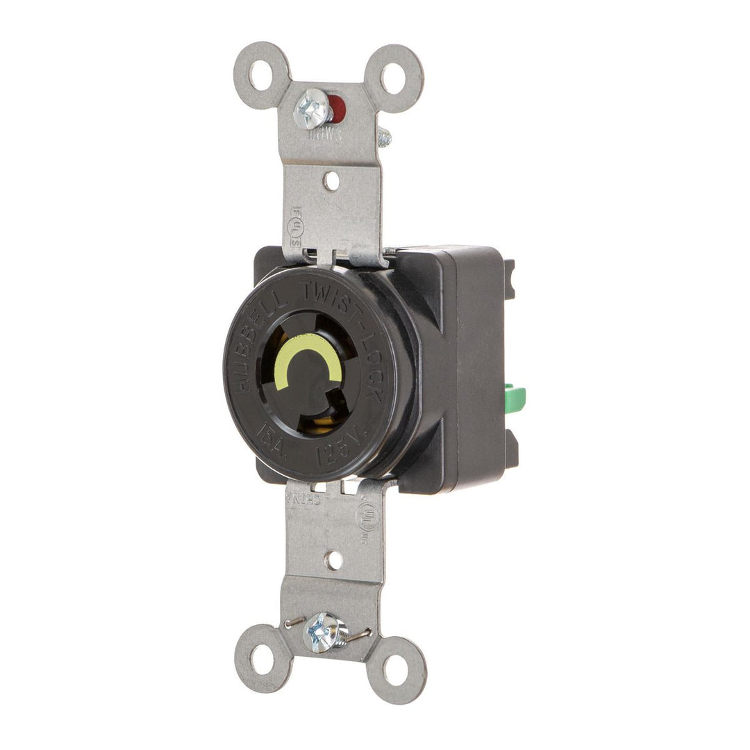 LKG SGL RCPT, 15A 125V, L5-15R, BK, ST