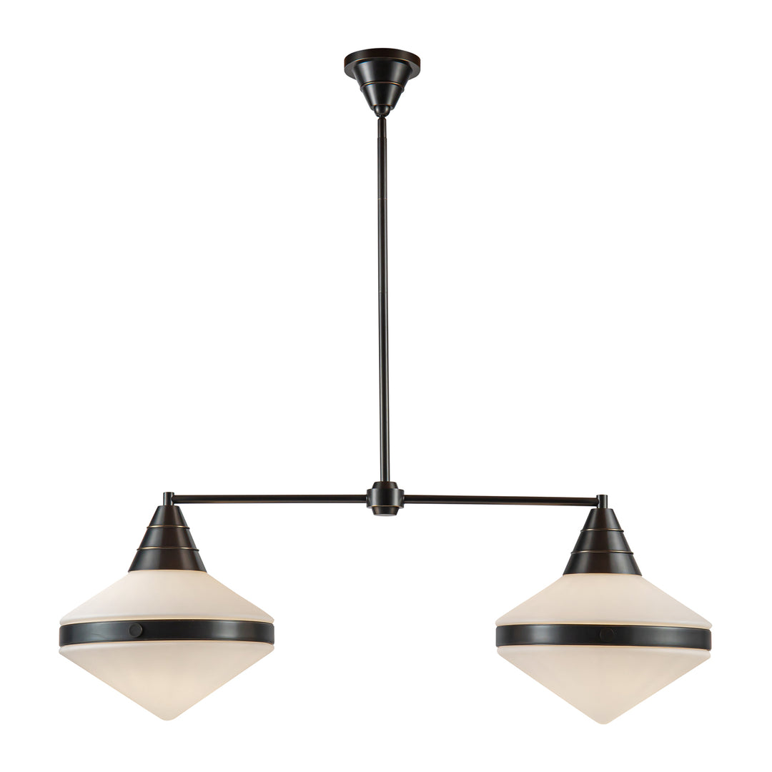 Willard 41-in Urban Bronze/Opal Matte Glass 2 Lights Linear Pendant