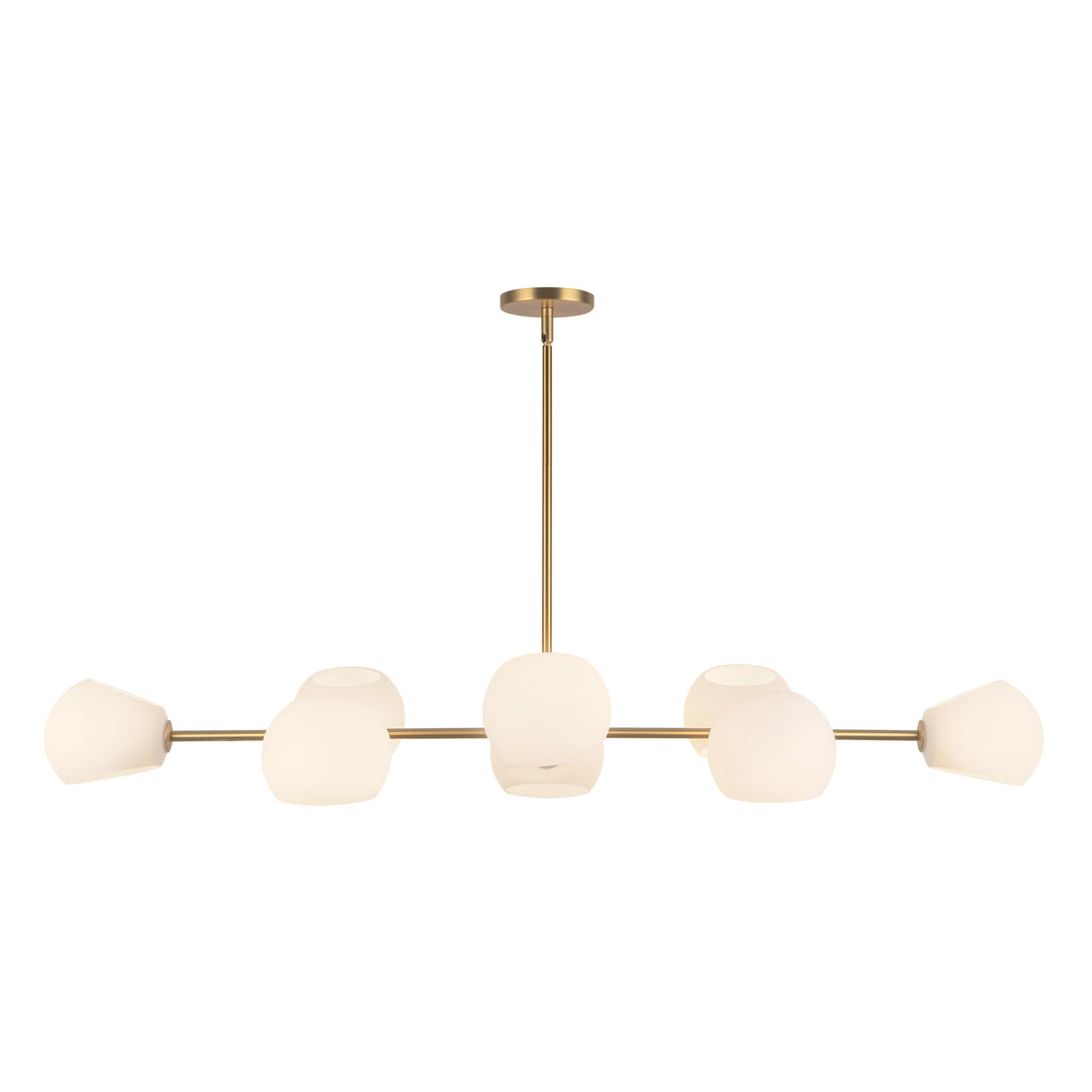 Willow 48-in Brushed Gold/Opal Matte Glass 8 Lights Linear Pendant