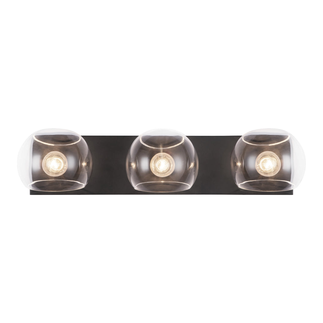 Willow 22-in Clear Glass/Matte Black 3 Lights Vanity