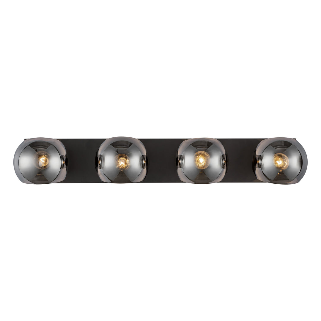 Willow 31-in Matte Black/Smoked Solid Glass 4 Lights Vanity
