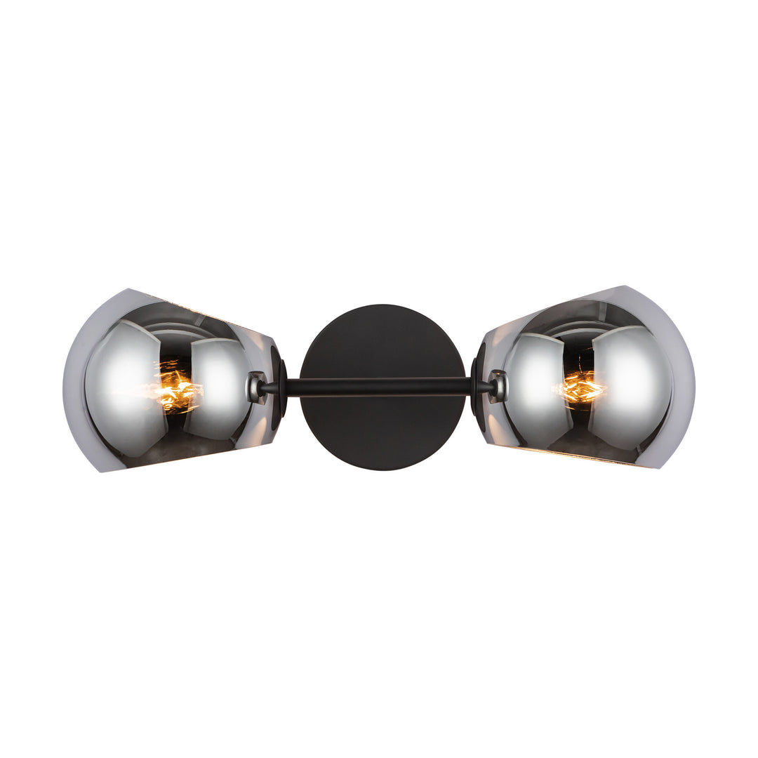 Willow 17-in Matte Black/Smoked Solid Glass 2 Lights Wall/Vanity