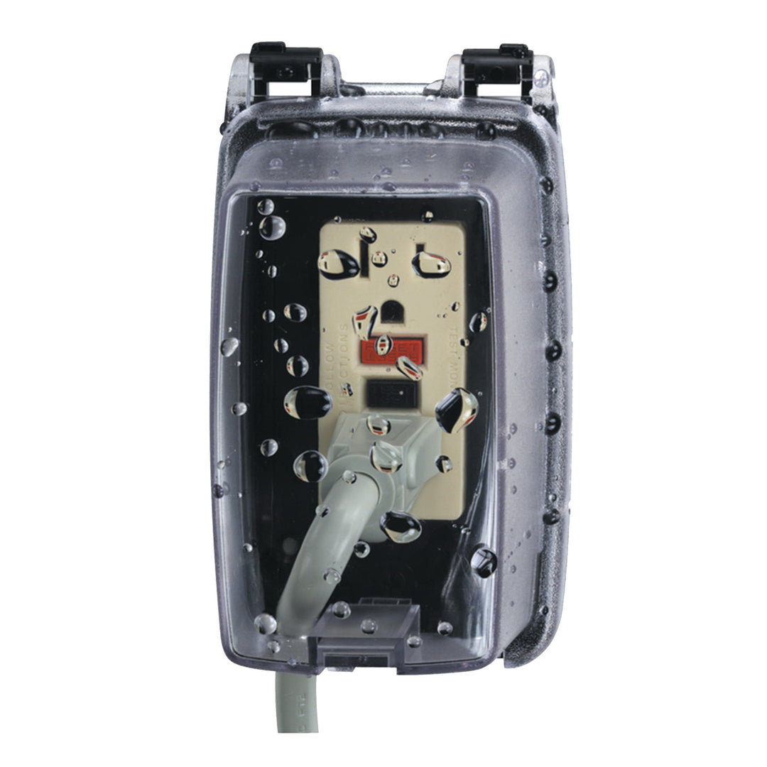 Plastic In-Use Weatherproof Cover, Single-Gang, Vrt, 2.25" Clear