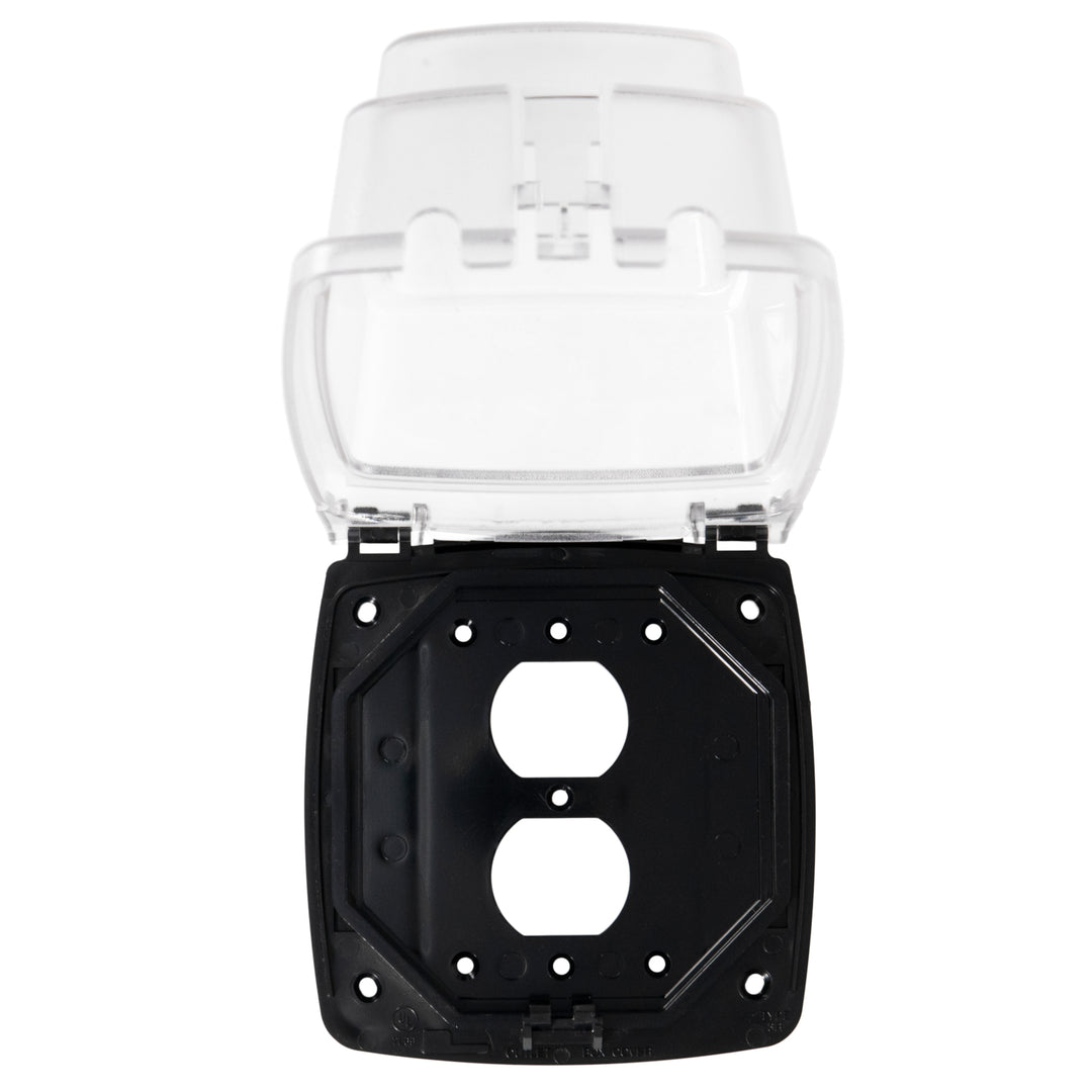 Plastic In-Use Weatherproof Cover, Vertical Mount, Double-Gang, GFCI & Duplex Single-Gang Horizontal or Vertical applications, 3.125" Clear
