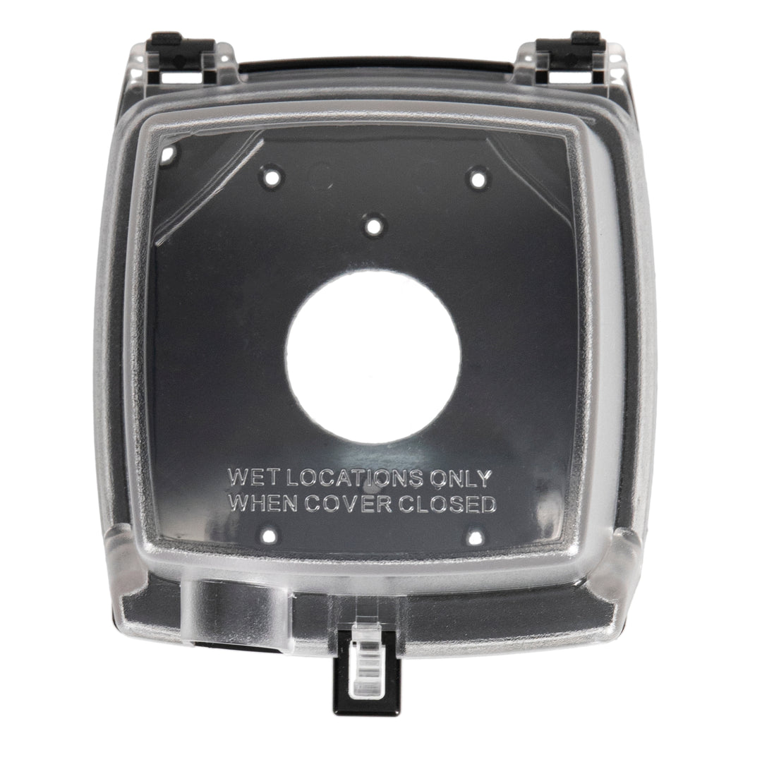 Plastic In-Use Weatherproof Cover, Vertical Mount, Double-Gang, GFCI & Round Single-Gang Horizontal or Vertical application, 4.75" Clear