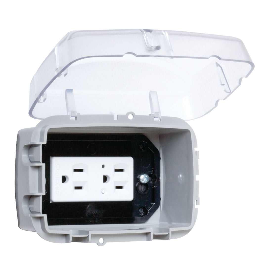 Plastic In-Use Weatherproof Cover, Single-Gang, Vrt/Hrz, 2.75" Clear