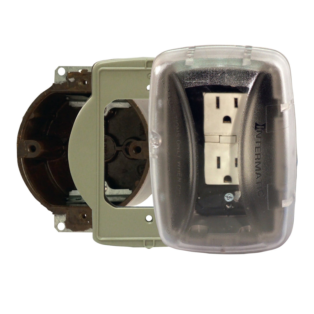 Extra-Duty Plastic In-Use Weatherproof Cover, Single-Gang, Vrt/Hrz, 2.75" Clear, 3/0 Adapter Plate