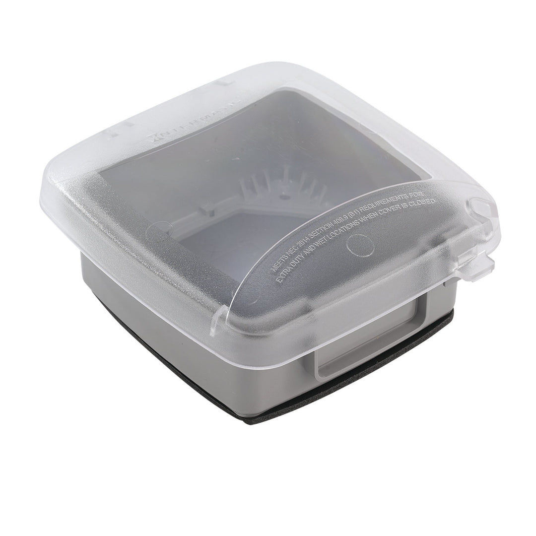 Extra-Duty Plastic In-Use Weatherproof Cover, Double-Gang, Vrt, 2.25" Clear