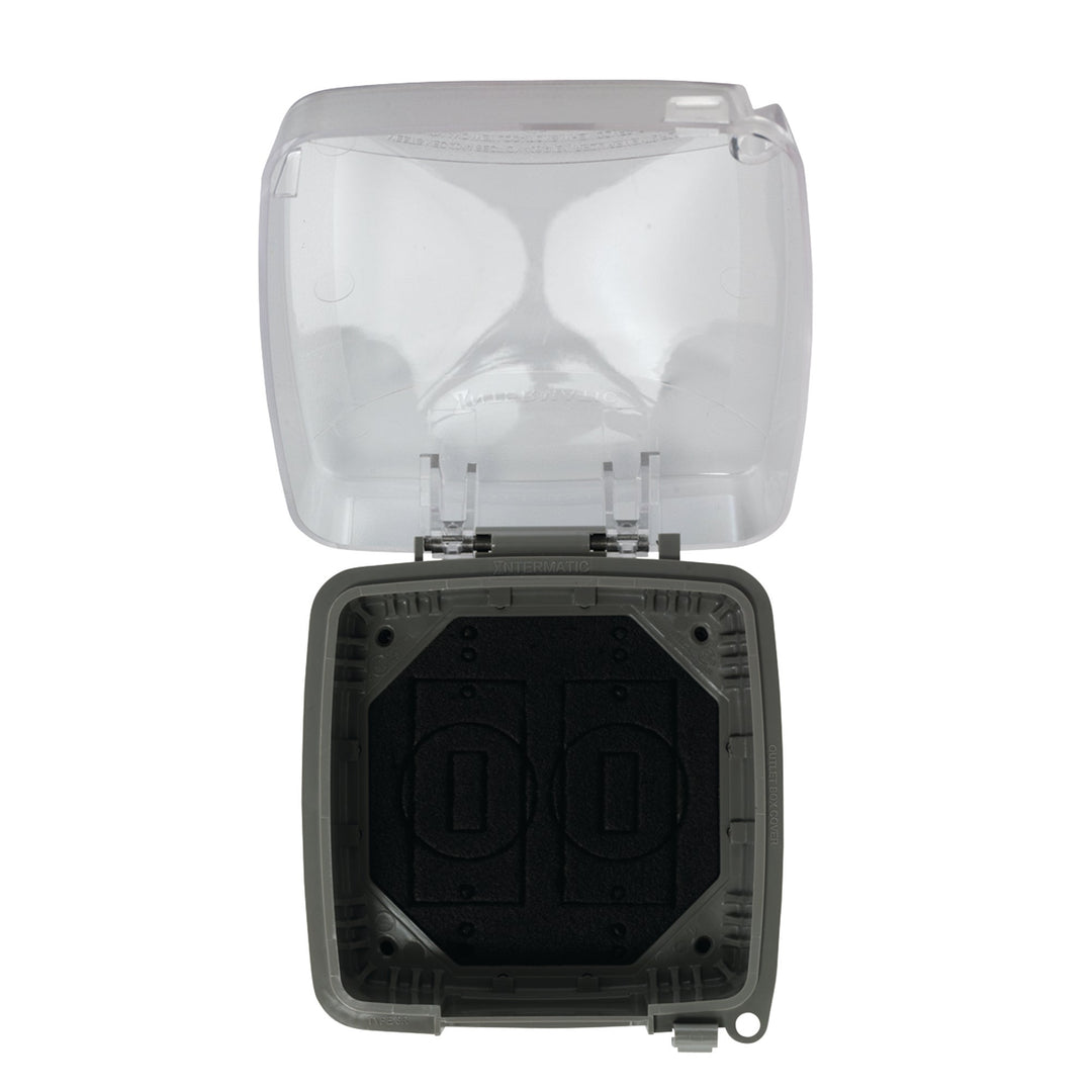 Extra-Duty Plastic In-Use Weatherproof Cover, Double-Gang, Vrt, 2.75" Clear