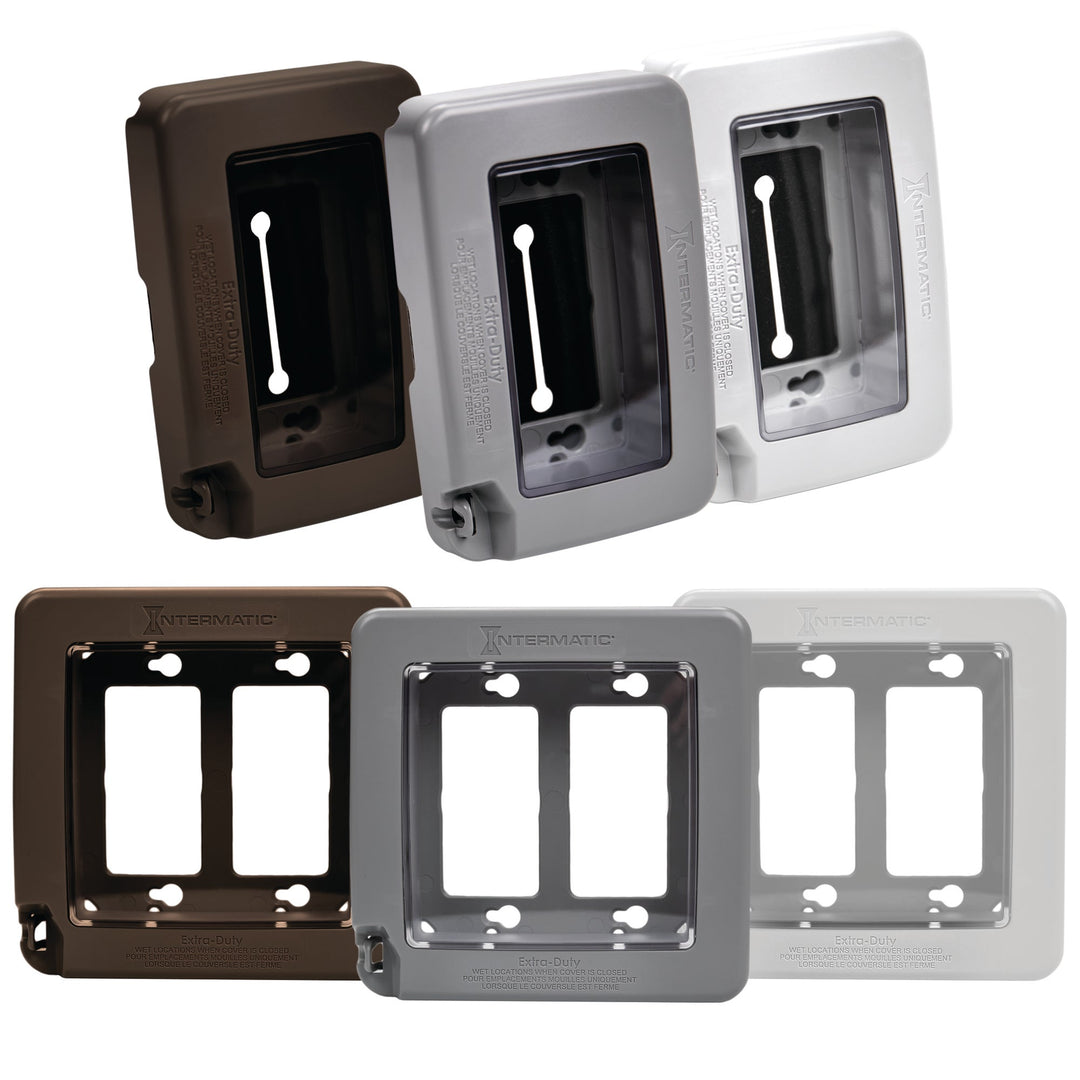 Low-Profile Extra-Duty Plastic In-Use Weatherproof Cover, Double-Gang, Vrt, White