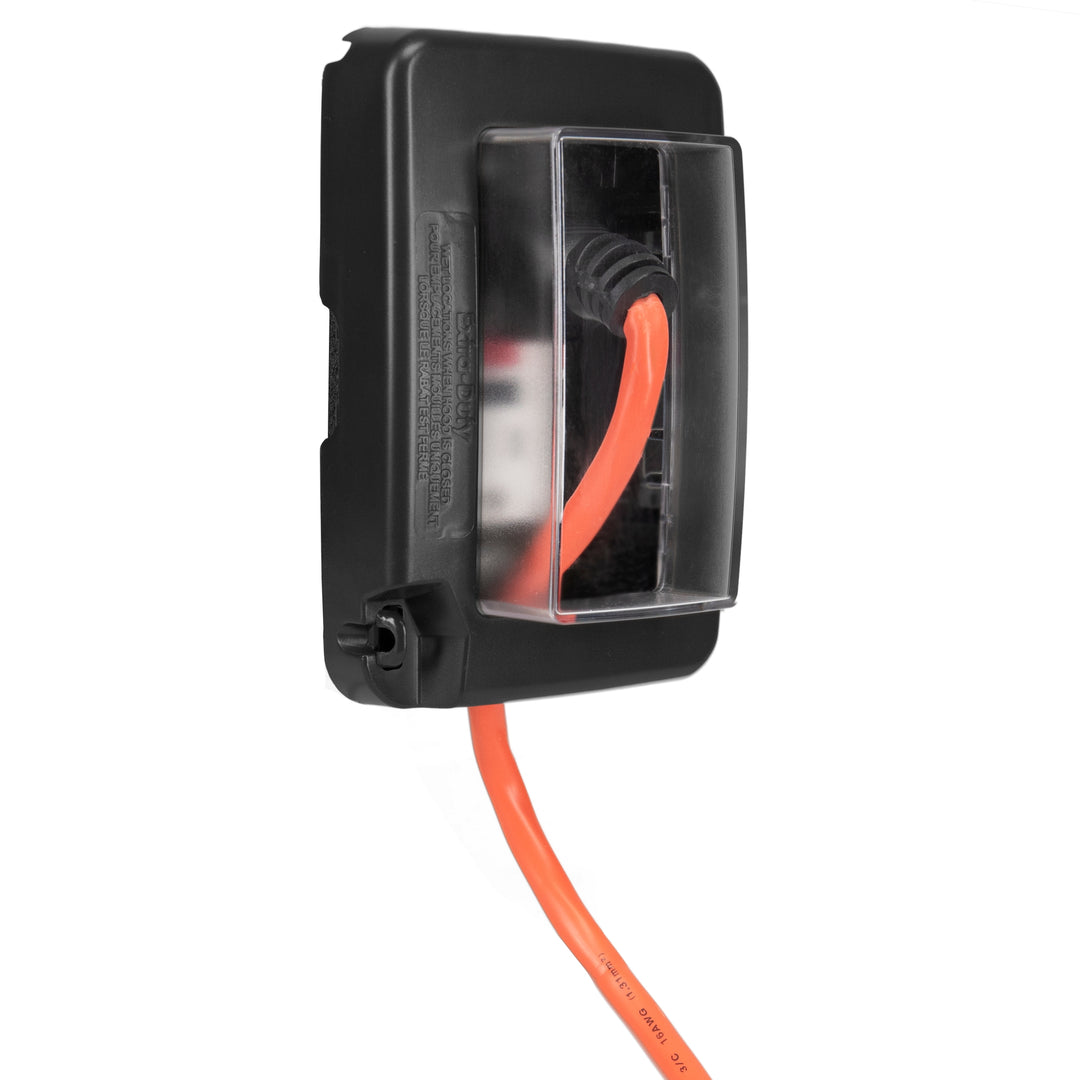Low-Profile Extra-Duty Plastic In-Use Weatherproof Cover, Single-Gang, Vrt/Hrz, Black