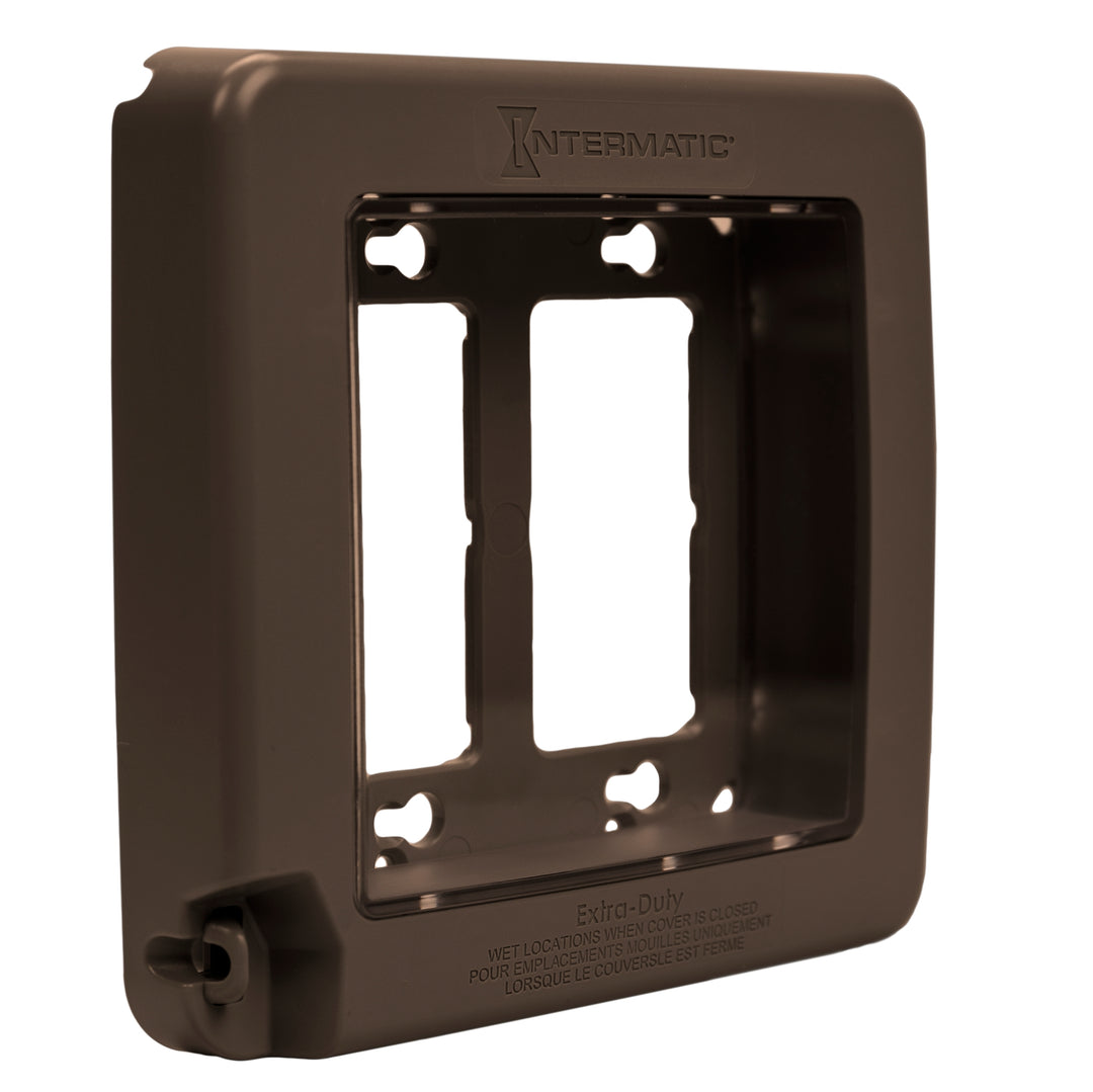 Low-Profile Extra-Duty Plastic In-Use Weatherproof Cover, Double-Gang, Vrt, Bronze