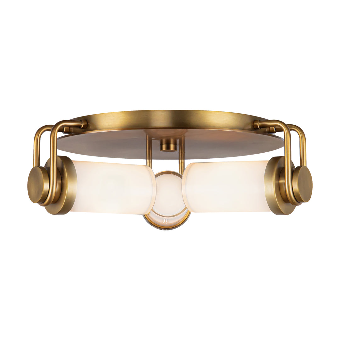 Wynwood 17-in Vintage Brass/Glossy Opal 3 Lights Flush Mount