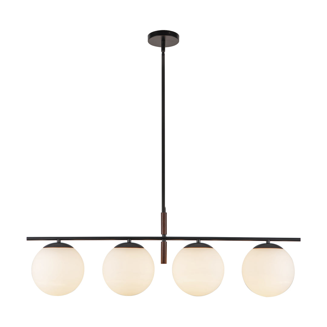 Zuri 37-in Matte Black/Opal Glass Socket Linear Pendant