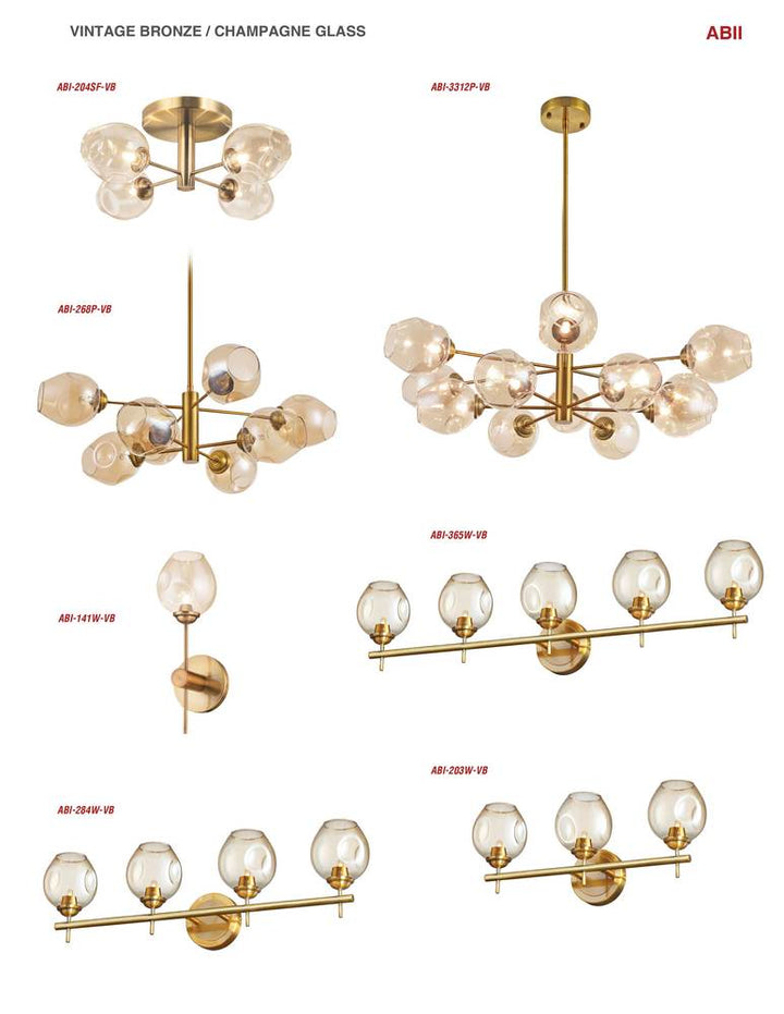 12LT Halogen Chandelier, VB with Champagne Glass