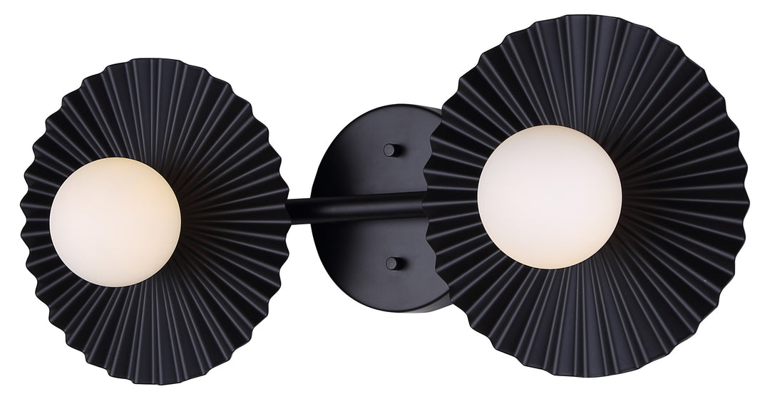 Payton 2 Light Vanity Matte Black with Opal Glass Shades