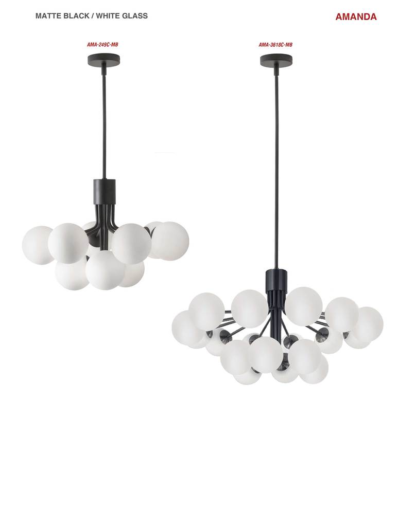 9LT Chandelier, MB Finish w/ Opal Glass