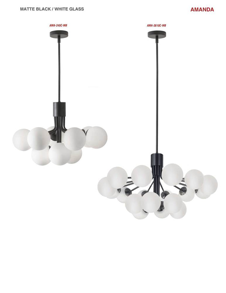 9LT Chandelier, MB Finish w/ Opal Glass