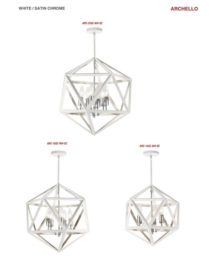 6LT Chandelier,Matte WHT/SC