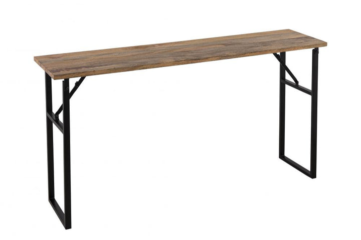 Deven Natural Wood and Black Finished Console Table