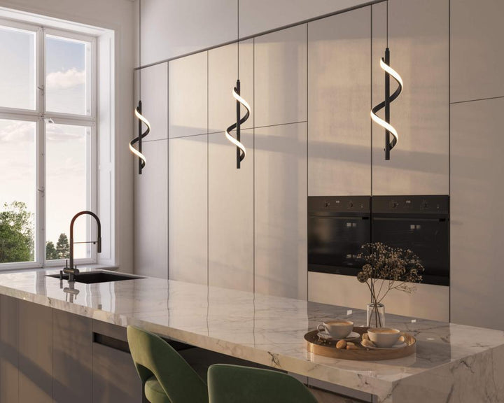 18in vertical swirl pendant, 5CCT - Black