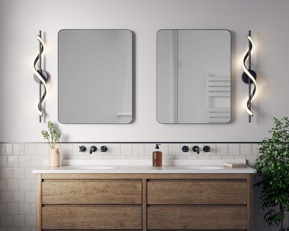 24in horizontal swirl pendant, 5CCT - Black