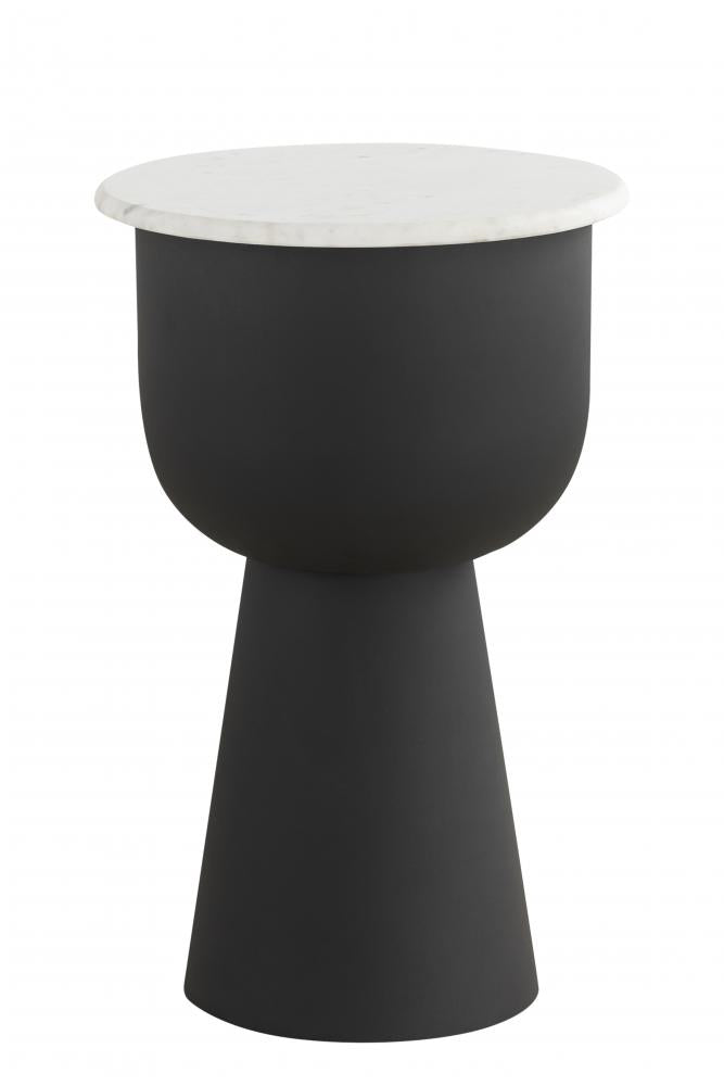 Nila Black with White Marble Finished Side Table