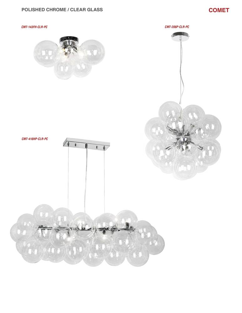 10LT Horiz. Pendant, PC w/ Clear Glass
