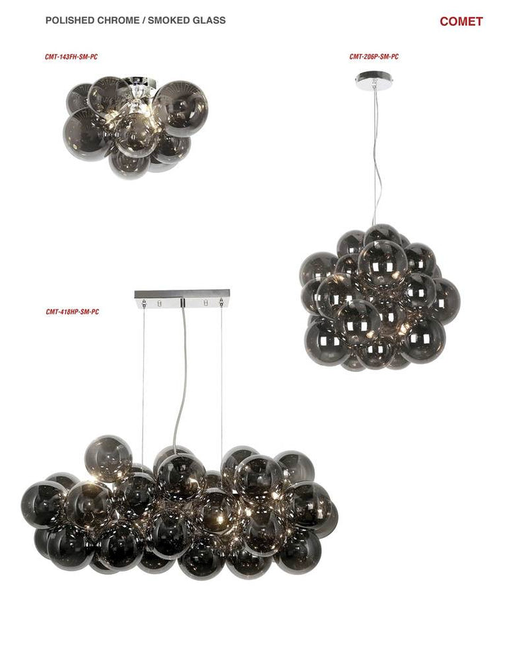 10LT Horiz. Pendant, PC w/ Smoked Glass