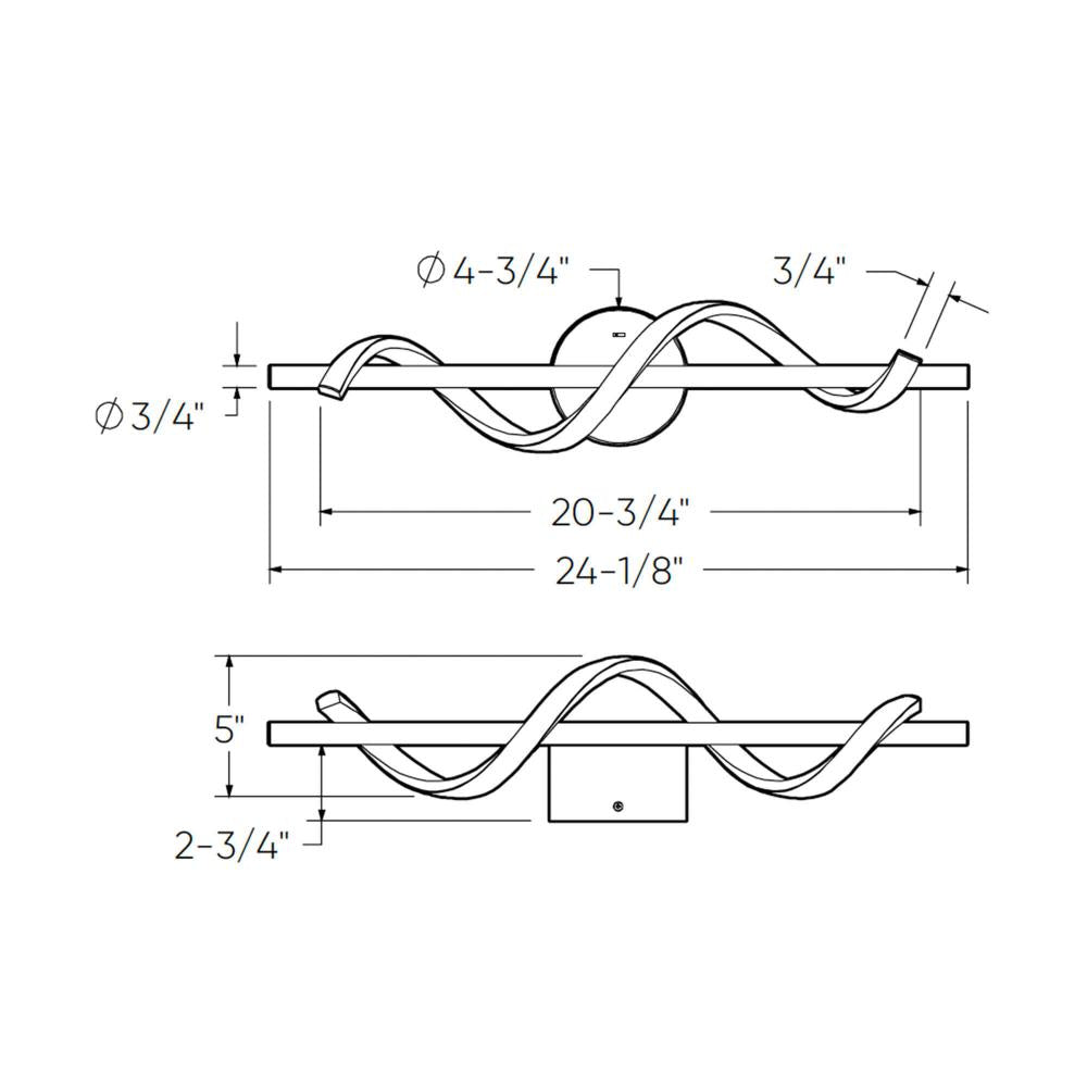 24in horizontal swirl pendant, 5CCT - Black
