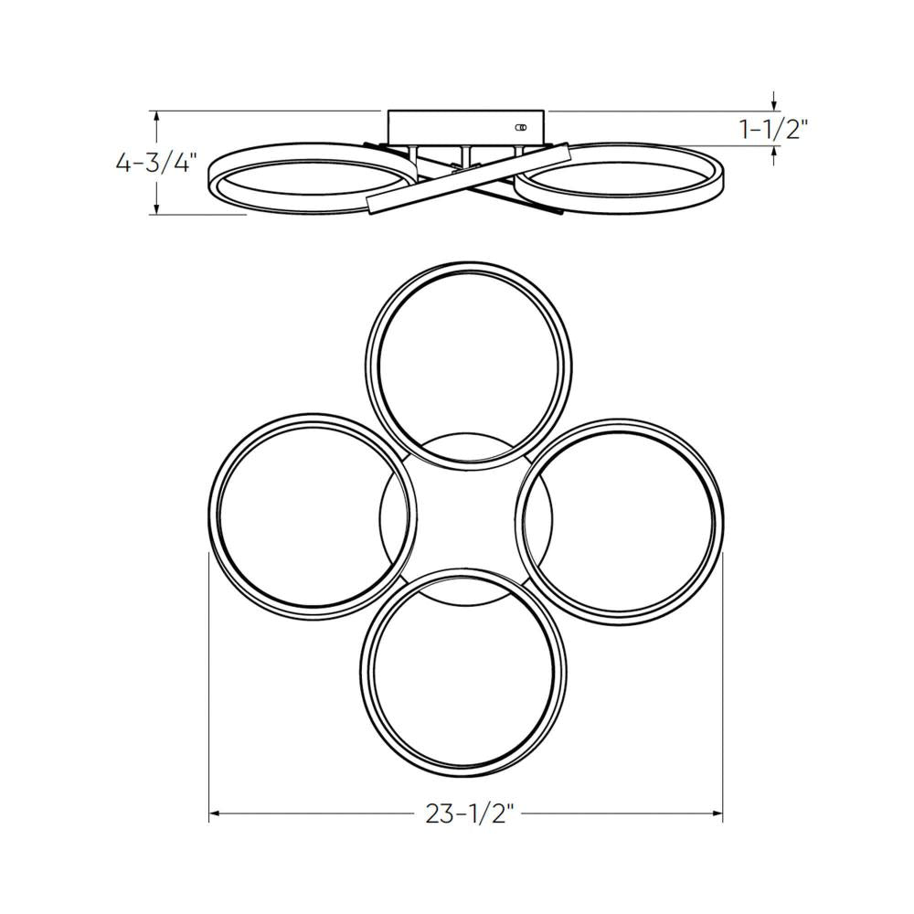 4-ring flush mount, 5CCT - Gold