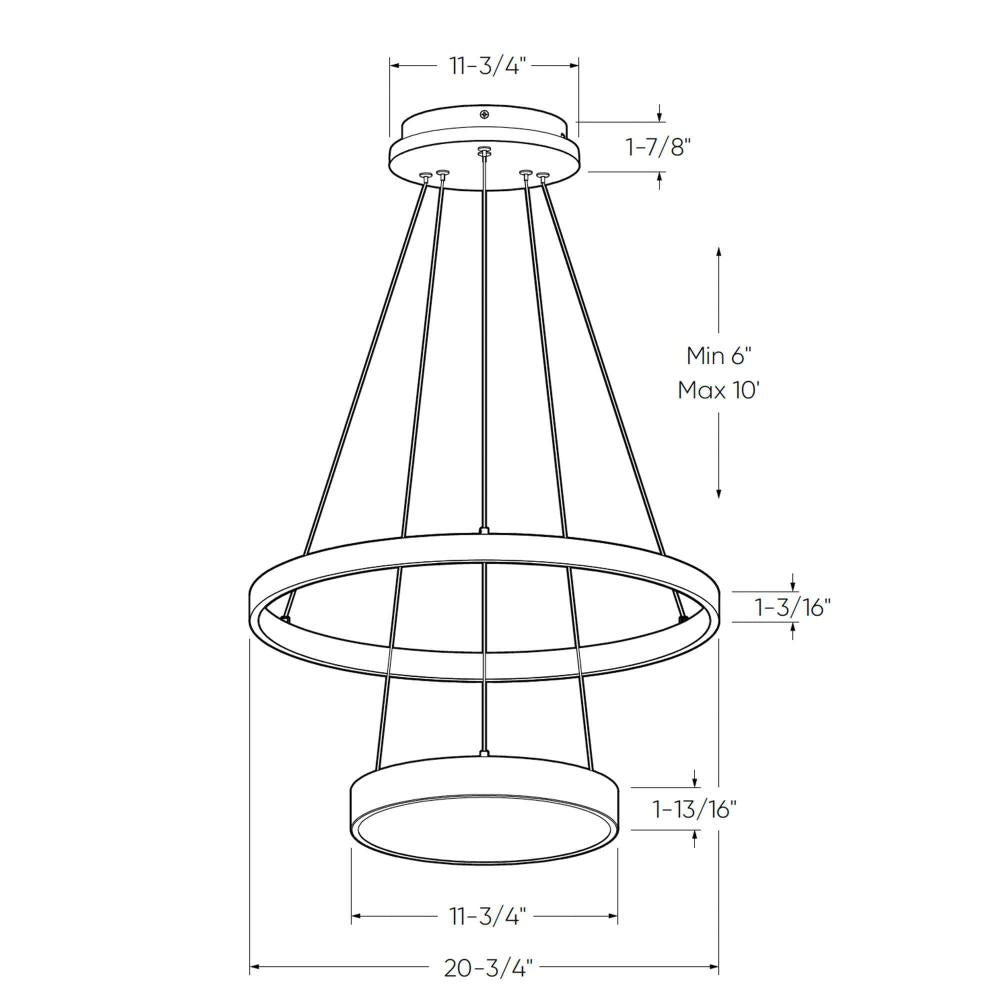 Two-tier 20-inch pendant, two-zone lighting with a lit canopy