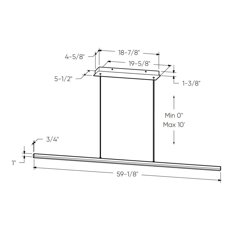 60'' slim linear pendant, 5CCT