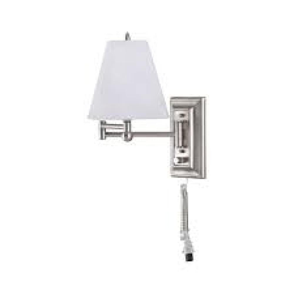 Wall, IWF1D BPT -G-, 1 Lt Swing Arm Fixture, Fabric Shade, 60W Type C, 6 .875 IN W x 12 .5 IN H x 17