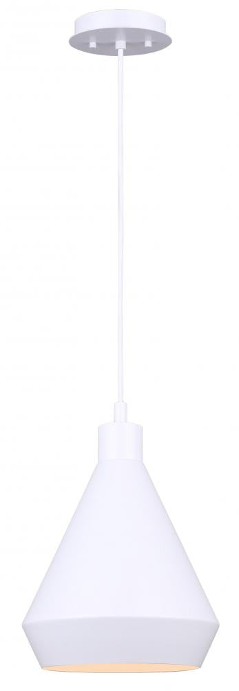 Byck 1 Light Pendant, White Finish