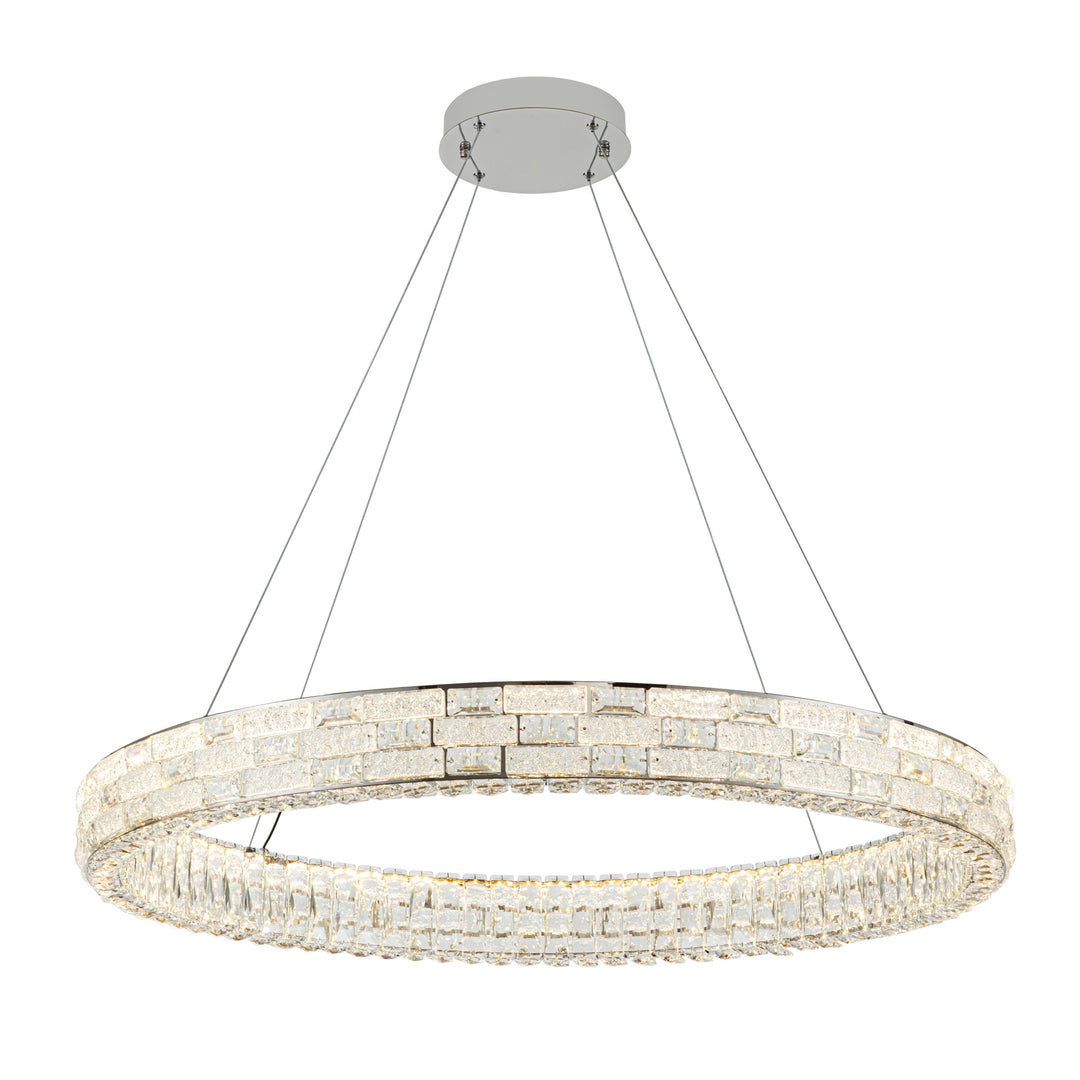 Elegance Integrated LED Chandelier 40", Chrome with Crystal Glassware