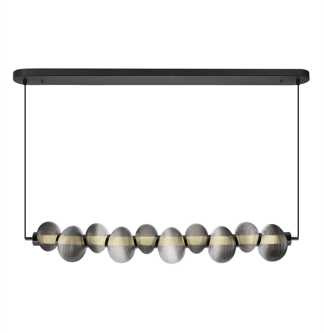 Ariel Integrated LED Island Light, Chrome with Ribbed Smoke Ombre Glassware