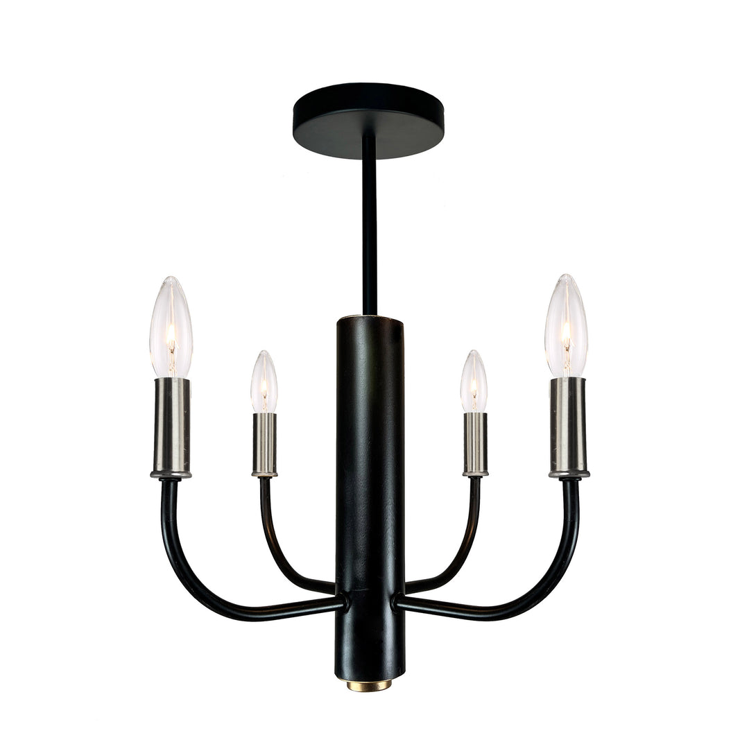 Avalon 4 Light Semi Flushmount Brushed Nickel & Black