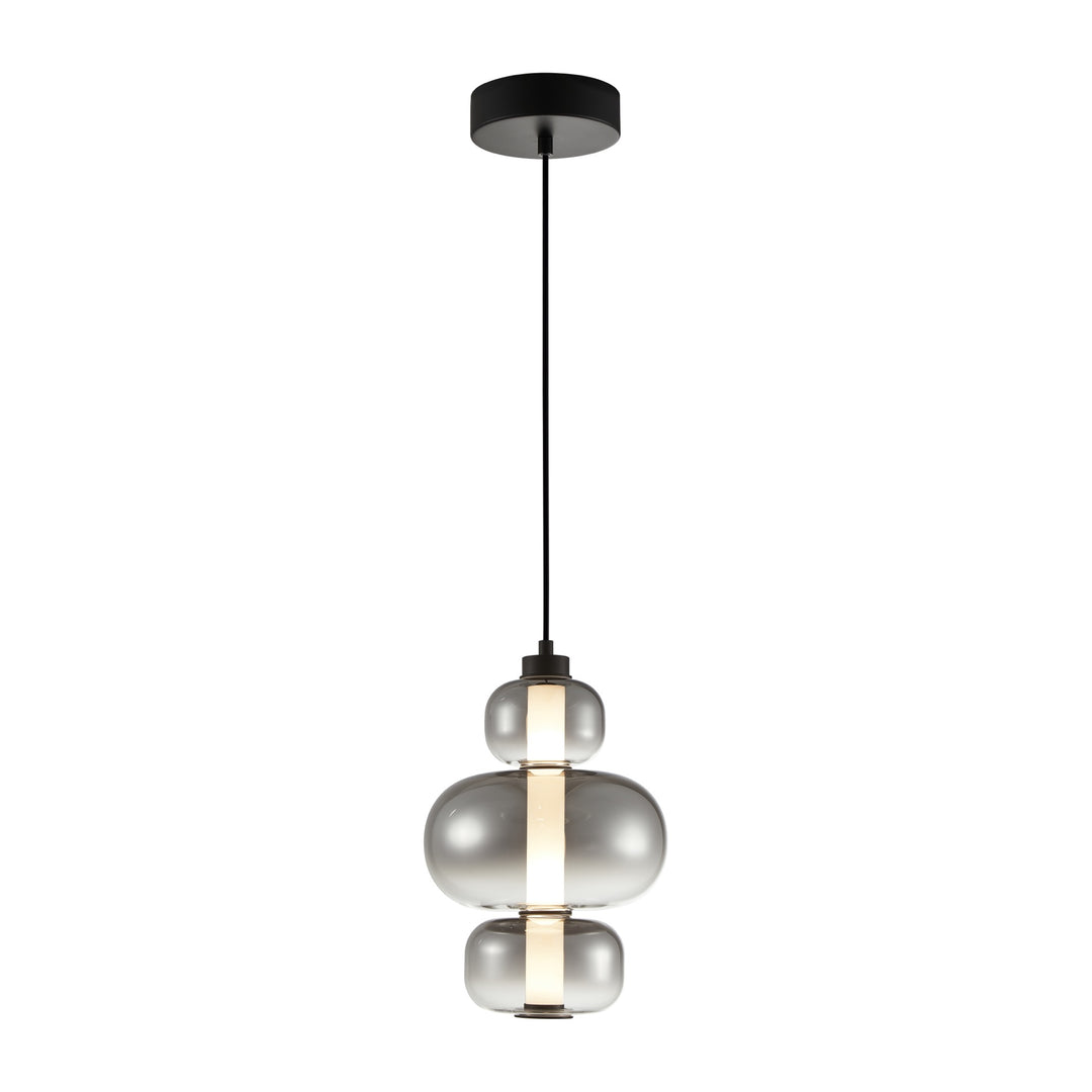 Astra Integrated LED Pendant, Black with Smoke Ombre Glassware