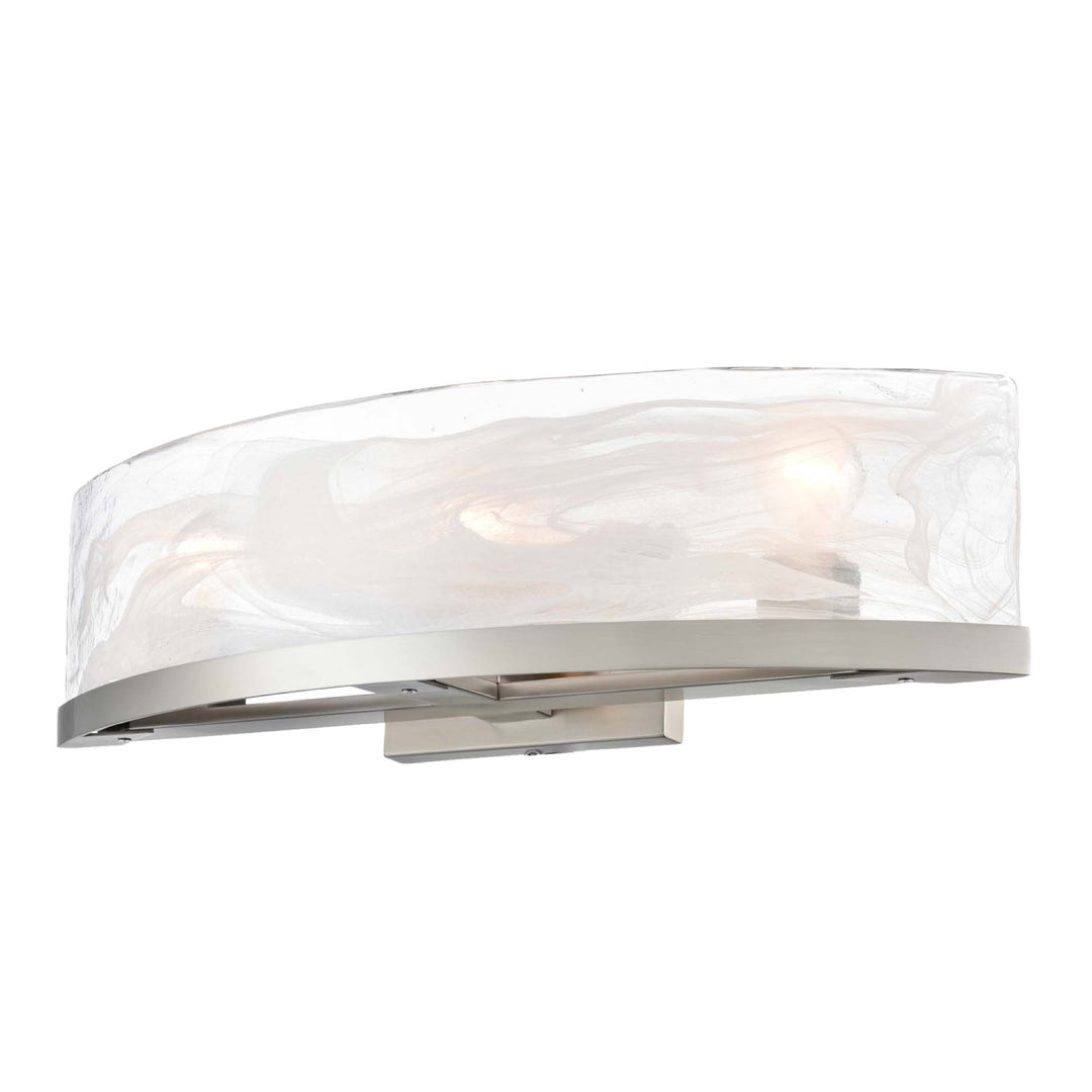 Skye 3 Light Bathroom Vanity, Brushed Nickel with Wispy White Murano Style Glass