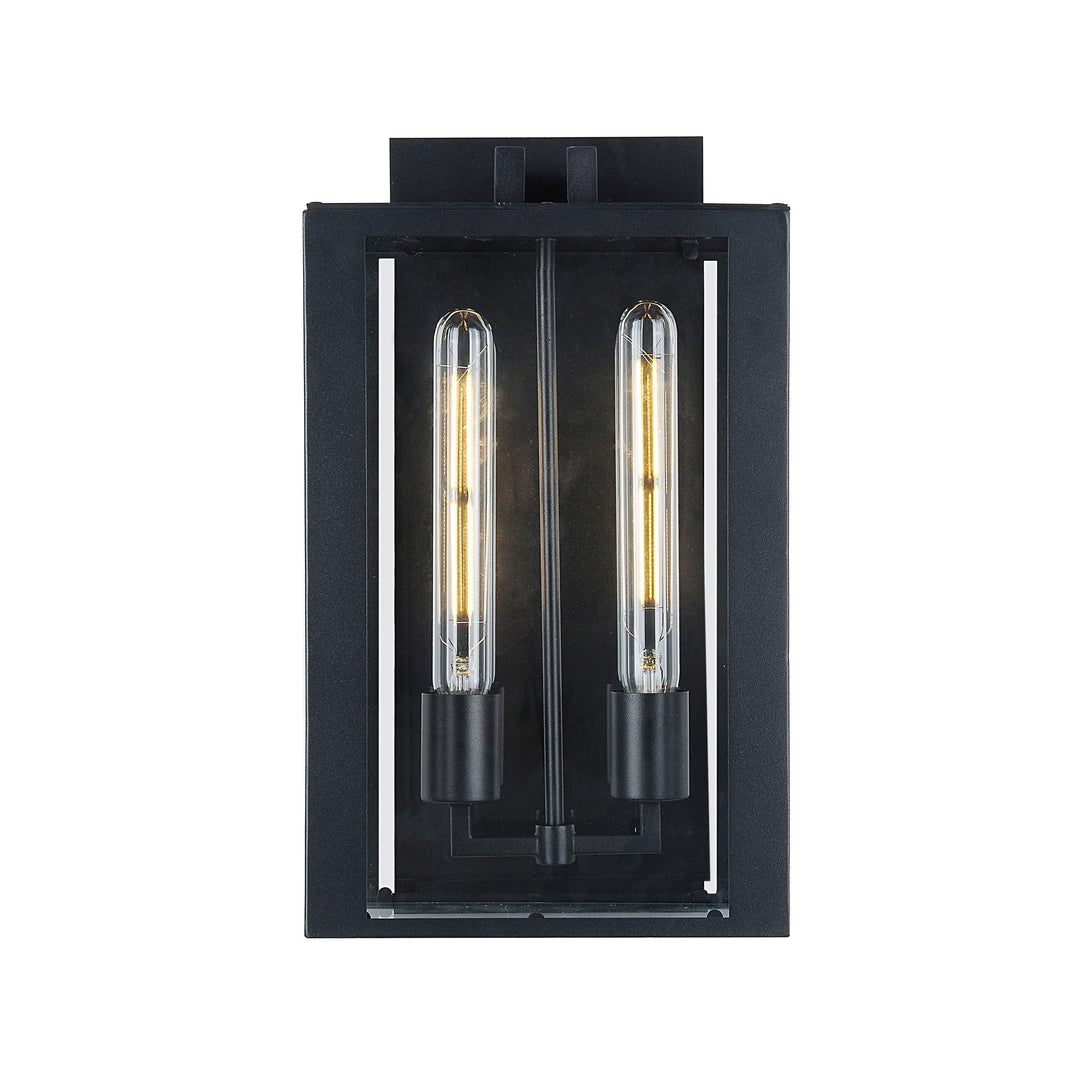 Waterville Collection 2-Light Exterior Wall Light, Matte Black