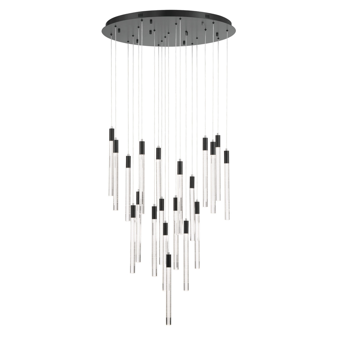 Celine 20 Light Integrated LED Chandelier, Brass with Laser Lined Glass Rods