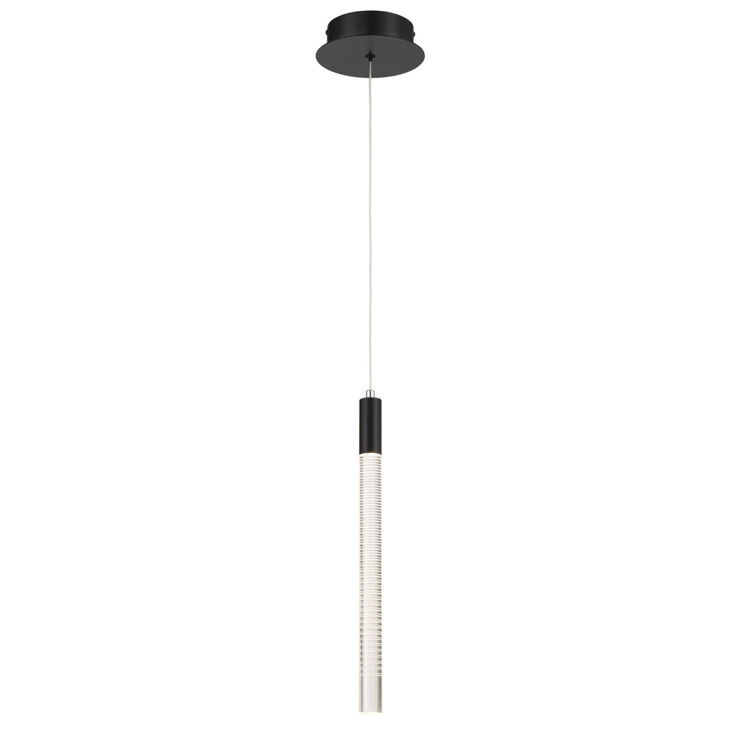 Celine 1 Light Integrated LED Pendant, Black with Laser Lined Glass Rods