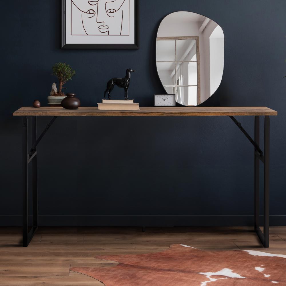 Deven Natural Wood and Black Finished Console Table