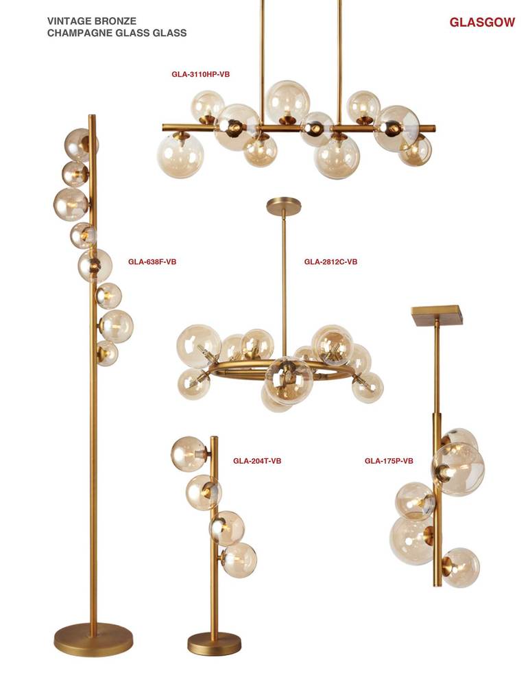 8LT Halogen Floor Lamp VB w/ Champagne Glass