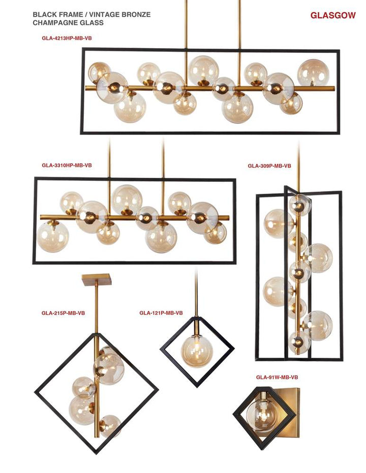 1LT Halgn Wall Sconce MB & VB w/ Champagne Glass