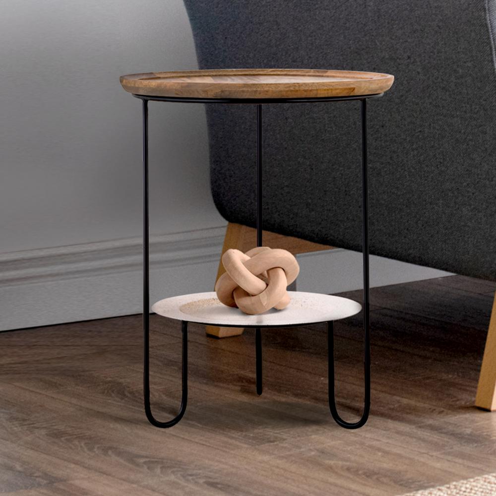 Shylah Black with Natural Wood Side Table