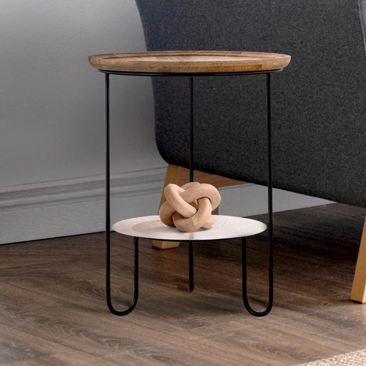 Shylah Black with Natural Wood Side Table
